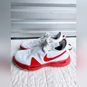 NIKE PG 4 TB PAUL GEORGE TEAM BASKETBALL WHITE RED Men:Sz 7.5 Women:Sz 9